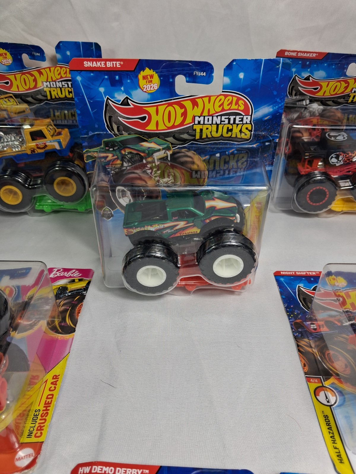Hot Wheels Monster Trucks Lot of 8 Bone Shaker Snake Bite Hood Crusher…