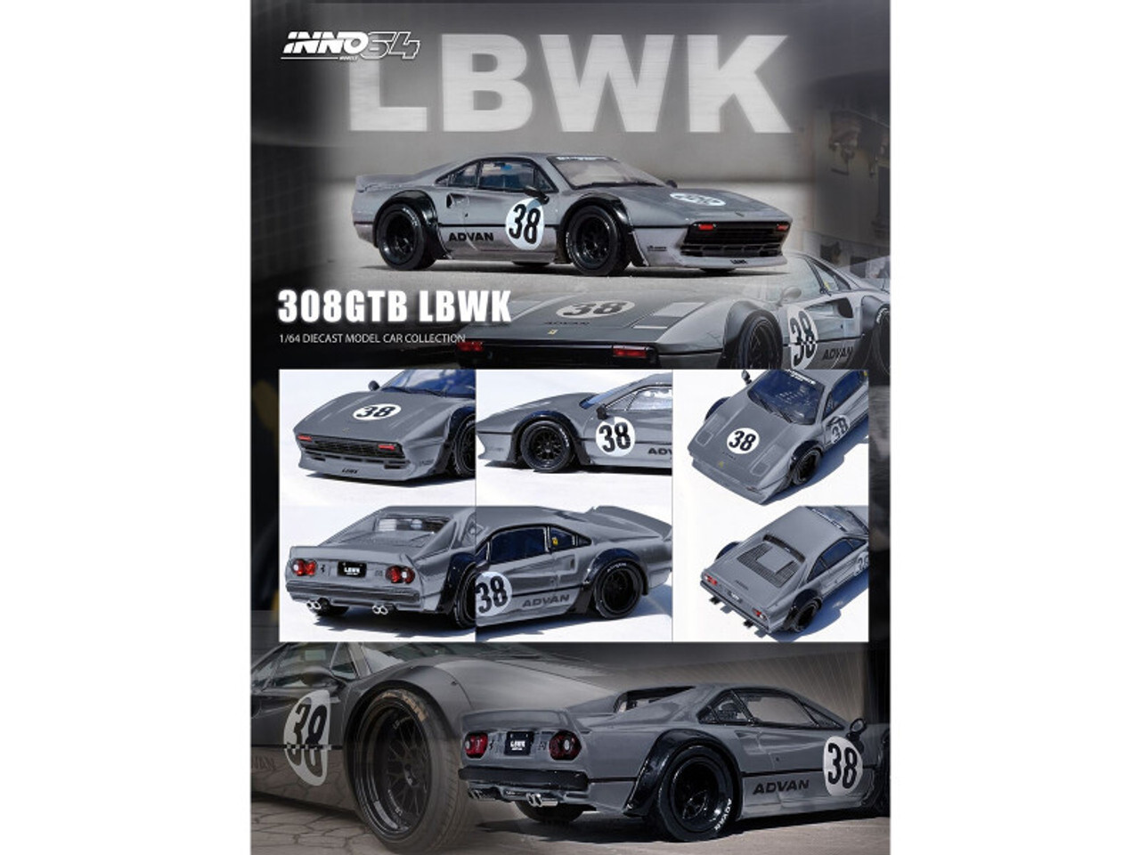 Inno 1/64 FERRARI 308 GTB Liberty Walk Model Car -SILVER-