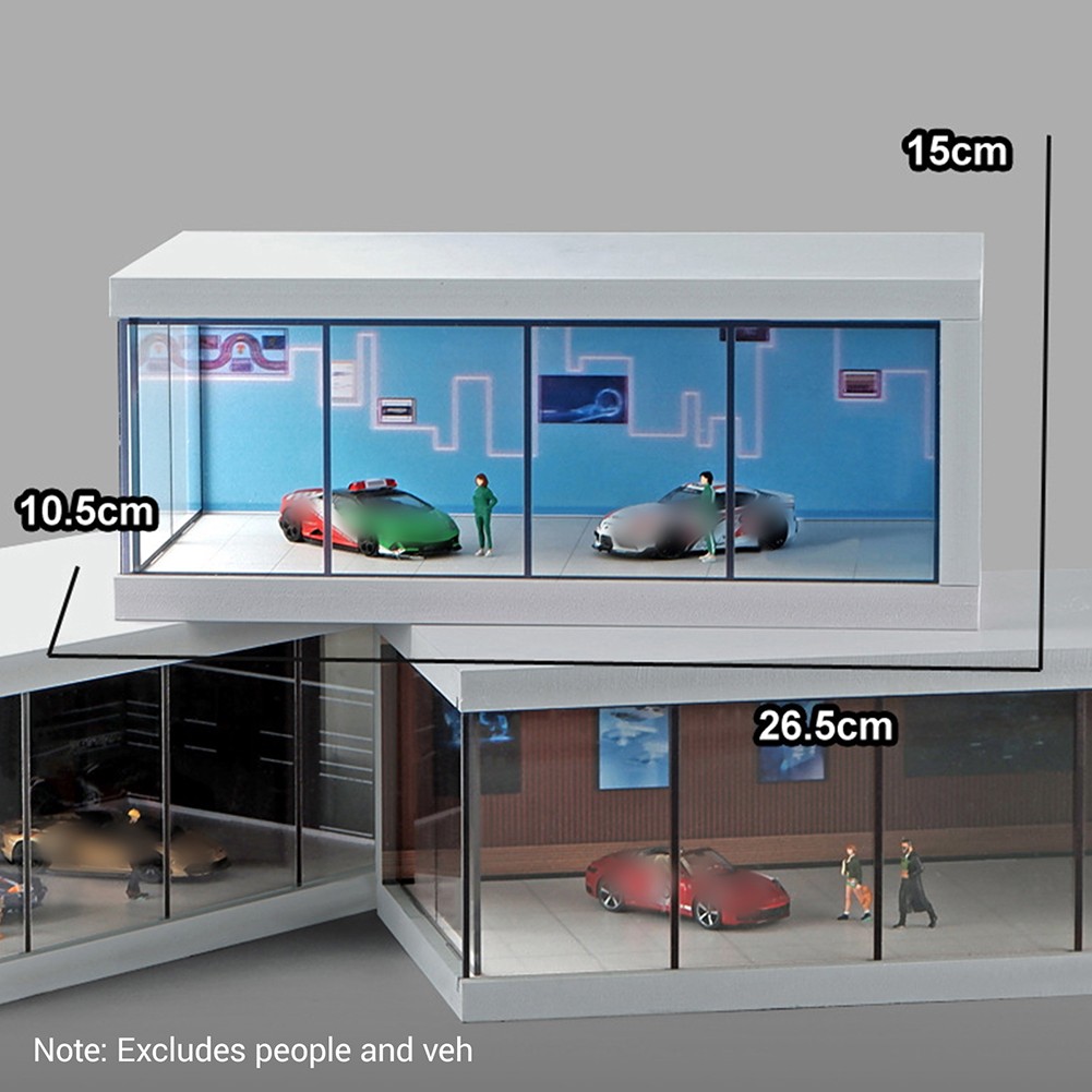 Display Case for 1/64 Scale Diecast Model Car Showroom Scene Diorama Garage