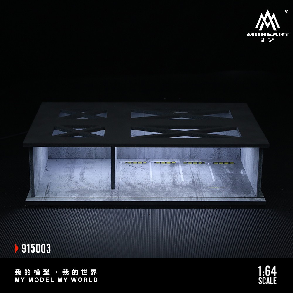 Diorama 1/64 Diecast Garage Model LED Underground Parking Lot Display Case Gift