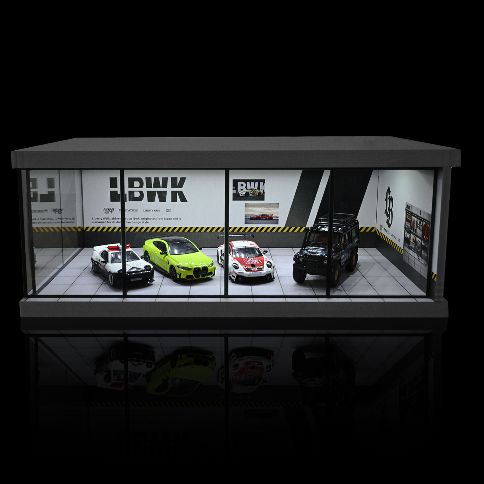 Diorama 1/64 Car Garage Model LED Lights City Car Showroom Scene Model Display