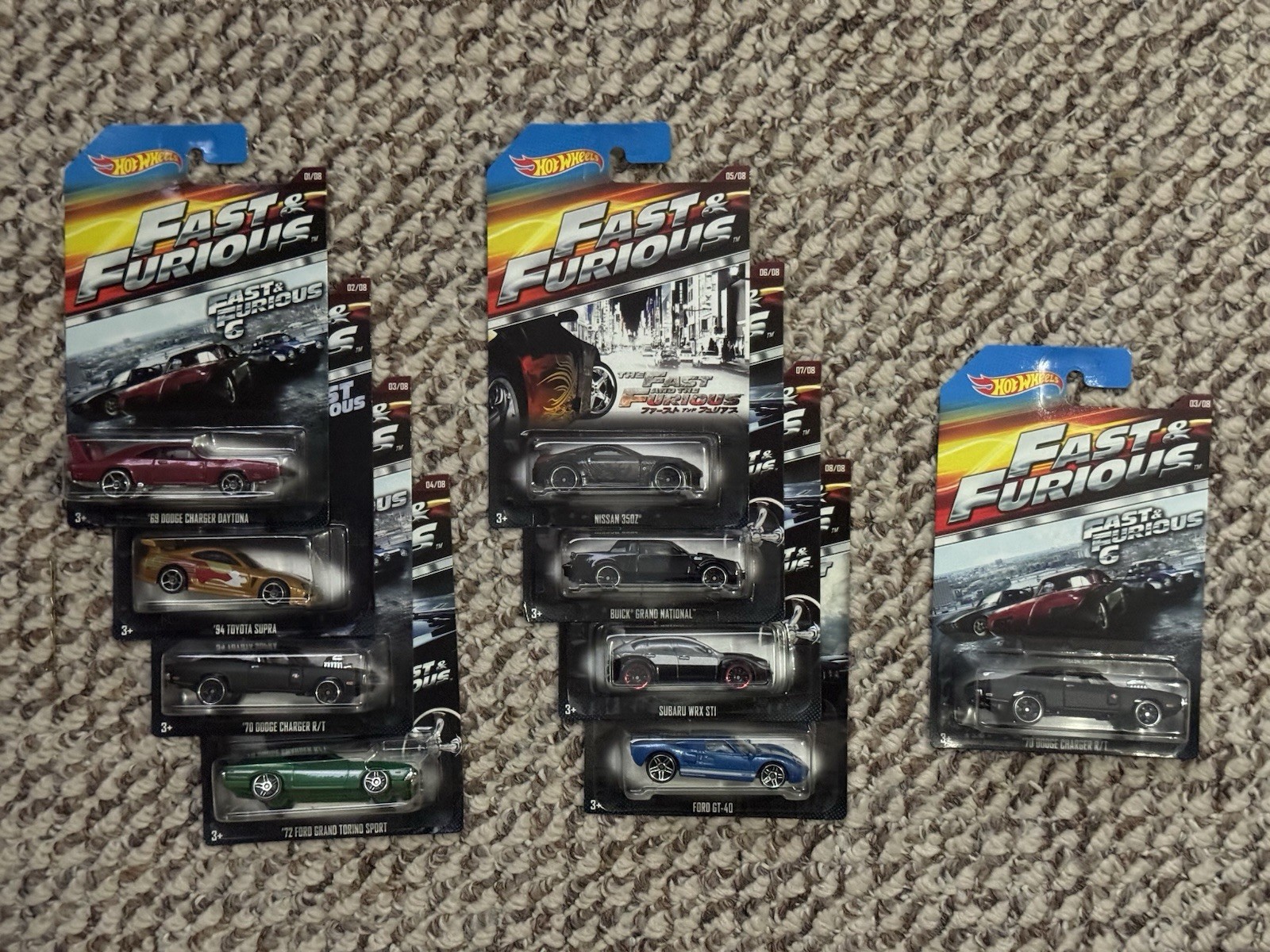 Hot Wheels Fast & Furious Set of 8 2014 2015 350z GT40 SUPRA Charger STI Buick