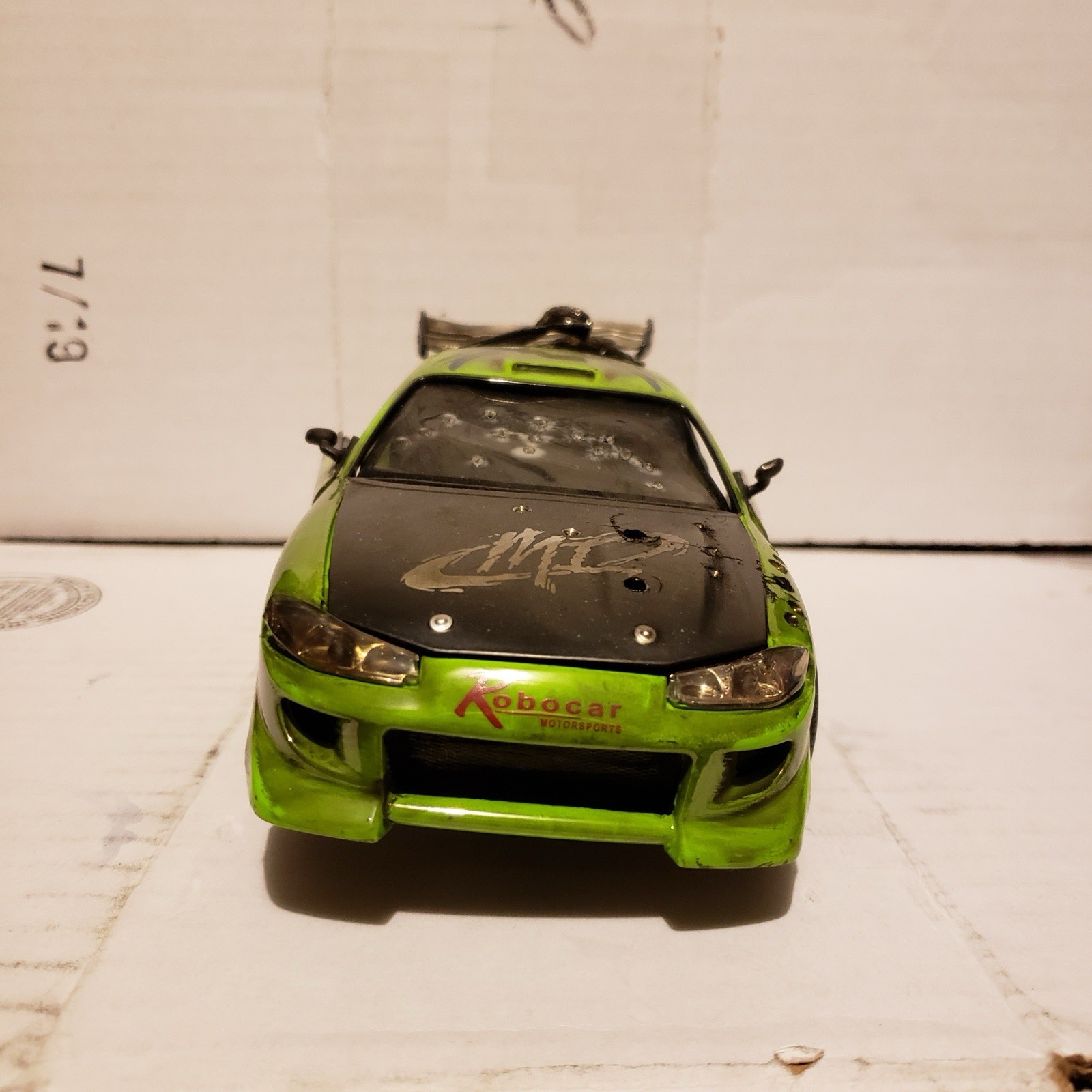 Jada Toys Tuned Diecast Model Car Green/Black/Blue w/ Large Rear Wing