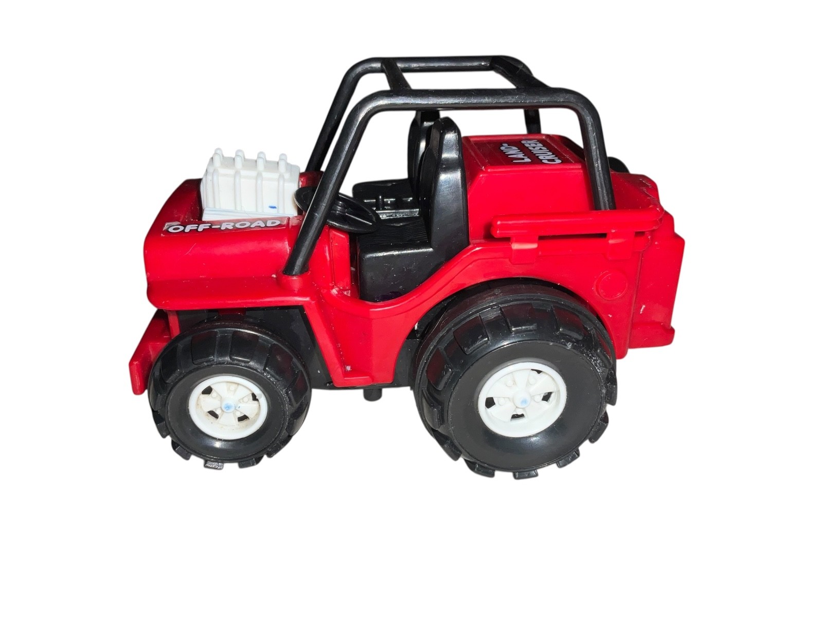 Vintage Red Toyota Land Cruiser Toy 4×4 Off-Road Truck Plastic Push Toy or Displ