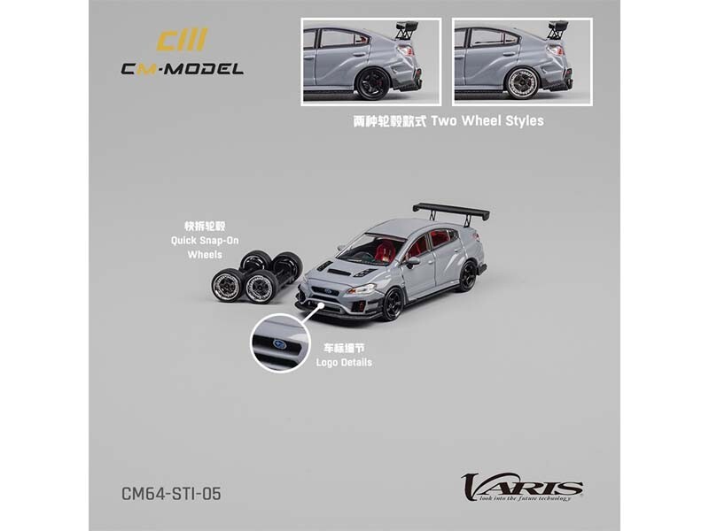 Subaru STI Varis Widebody 1.0 – Gray 1:64 Scale Model – CM Model CM64-STI-05