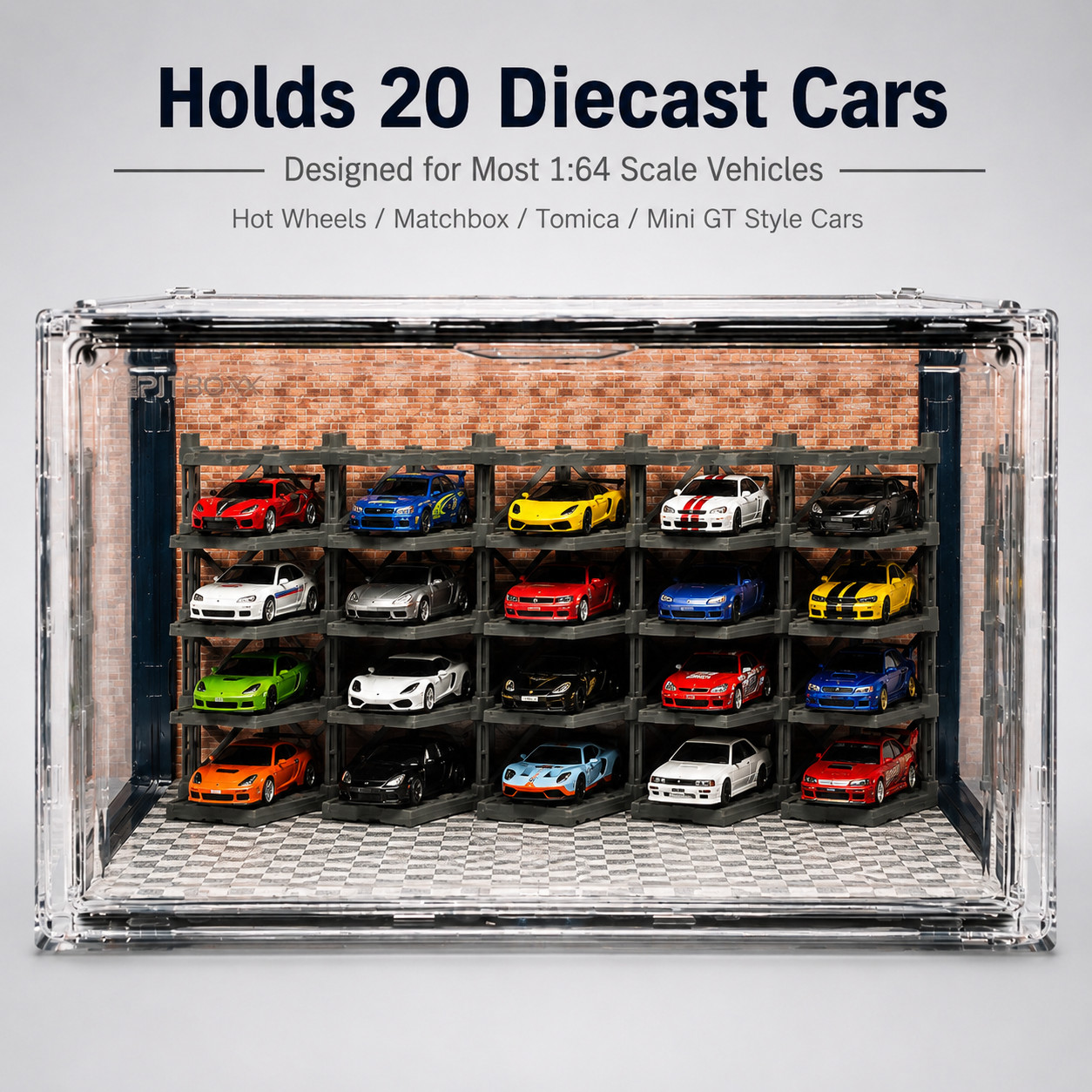 Share Deluxe Display Combo Set 1:64 Diecast Car Parking Rack Case 10 Vehicles