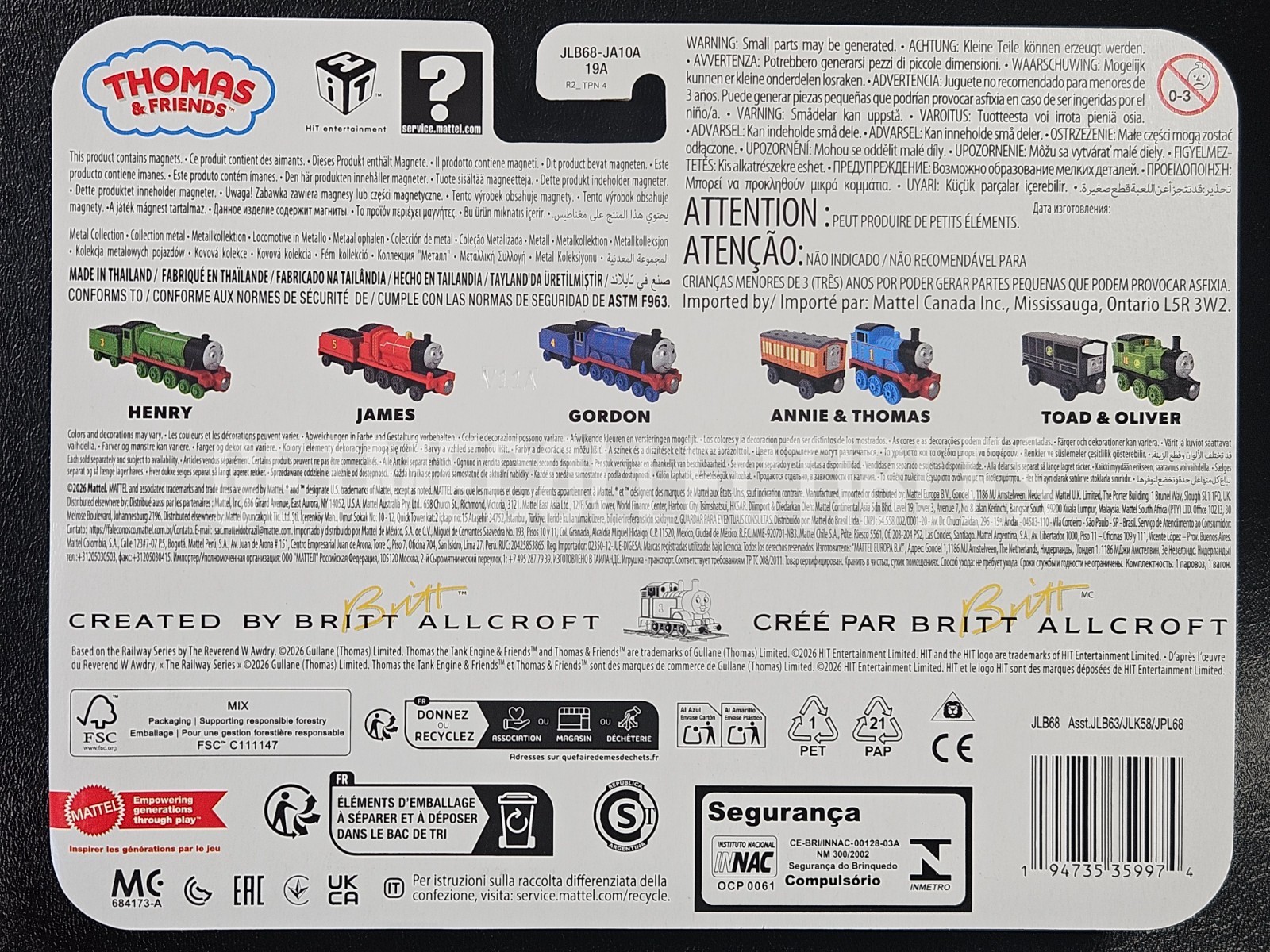 THOMAS AND FRIENDS DIECAST OLIVER AND TOAD 2 PACK JLB68 2026 METAL SAVE 6%