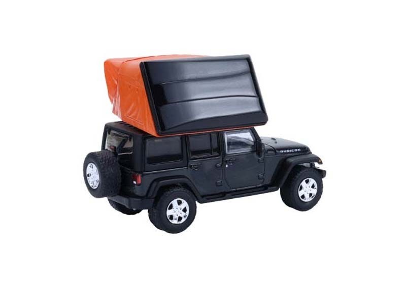 2008 Jeep Wrangler Rubicon – Grey w/ Camper 1:64 Scale Model – Greenlight 38080F