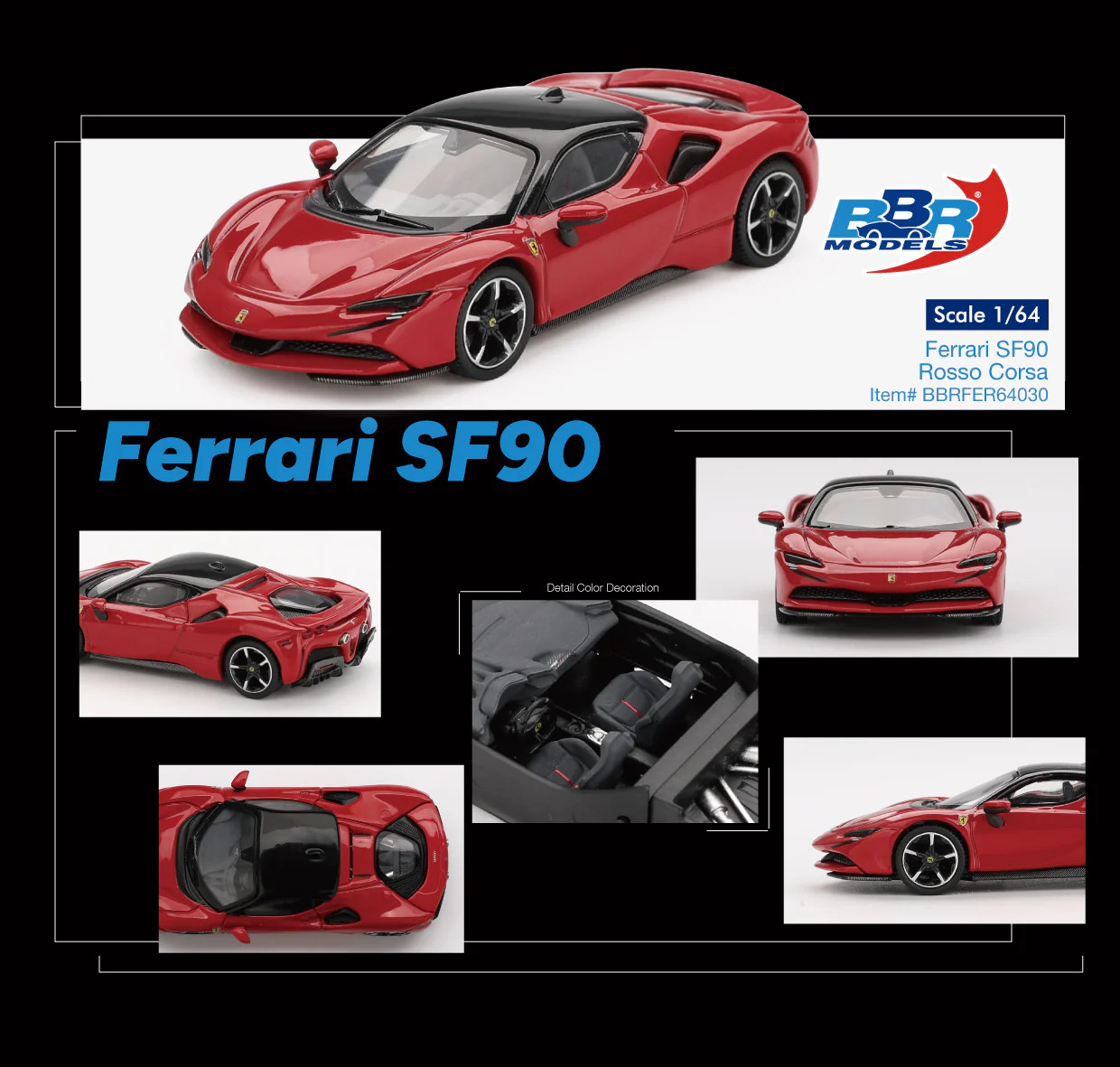 1:64 Ferrari SF90 — Rosso Corsa (Red) — BBR BBRFER64030