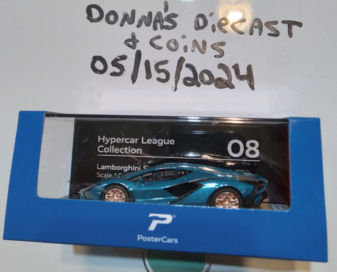 PosterCars 1:64 Scale Hypercar League Blu Uranus Lamborghini Sian FKP Car LAST-1