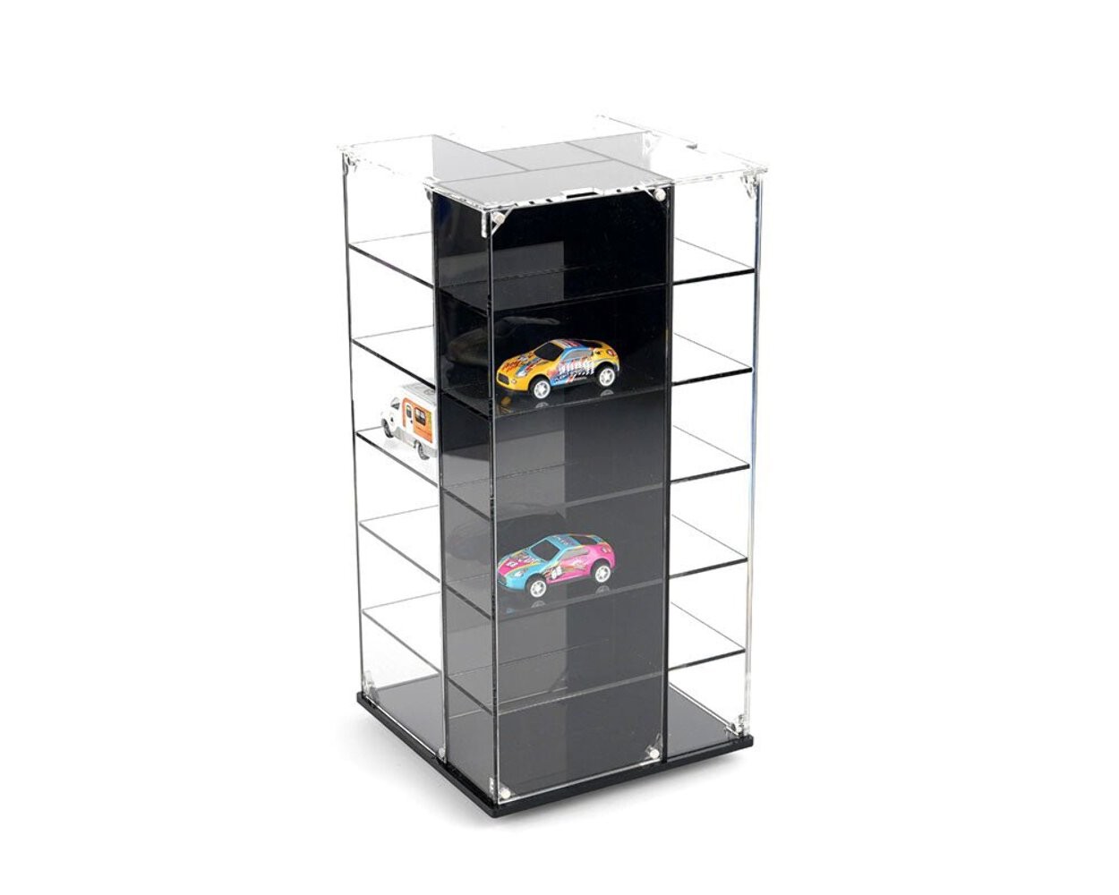 Showcase 1:64 Acrylitower 24-Car Display Desk Top Spinner with Magnetic Covers (