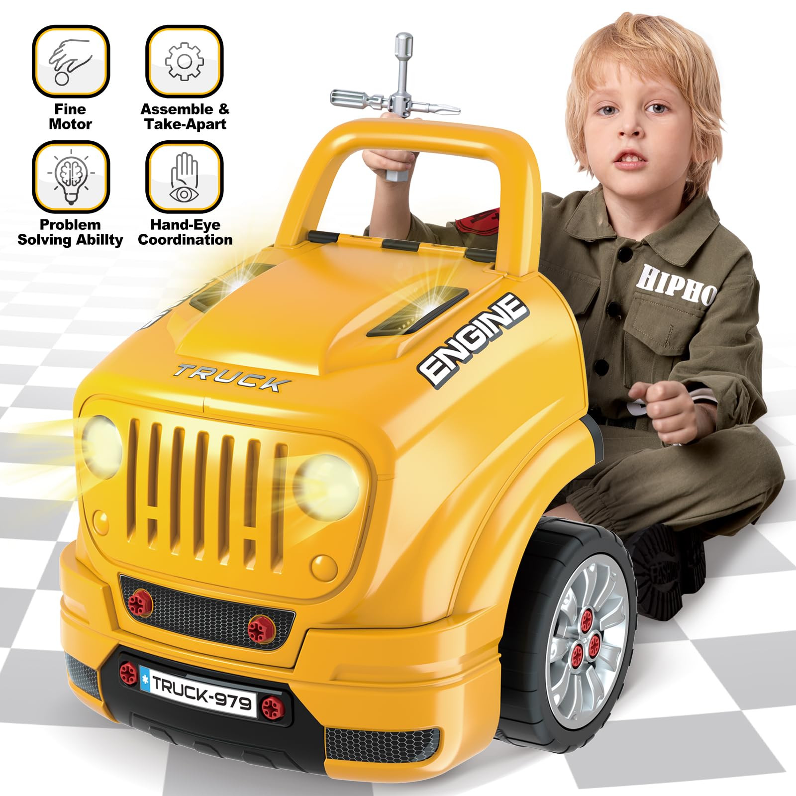 Toys Gifts for 3 4 5 6 7 8 Years Old Boys, Large Truck Engine, Mechanic Repai…