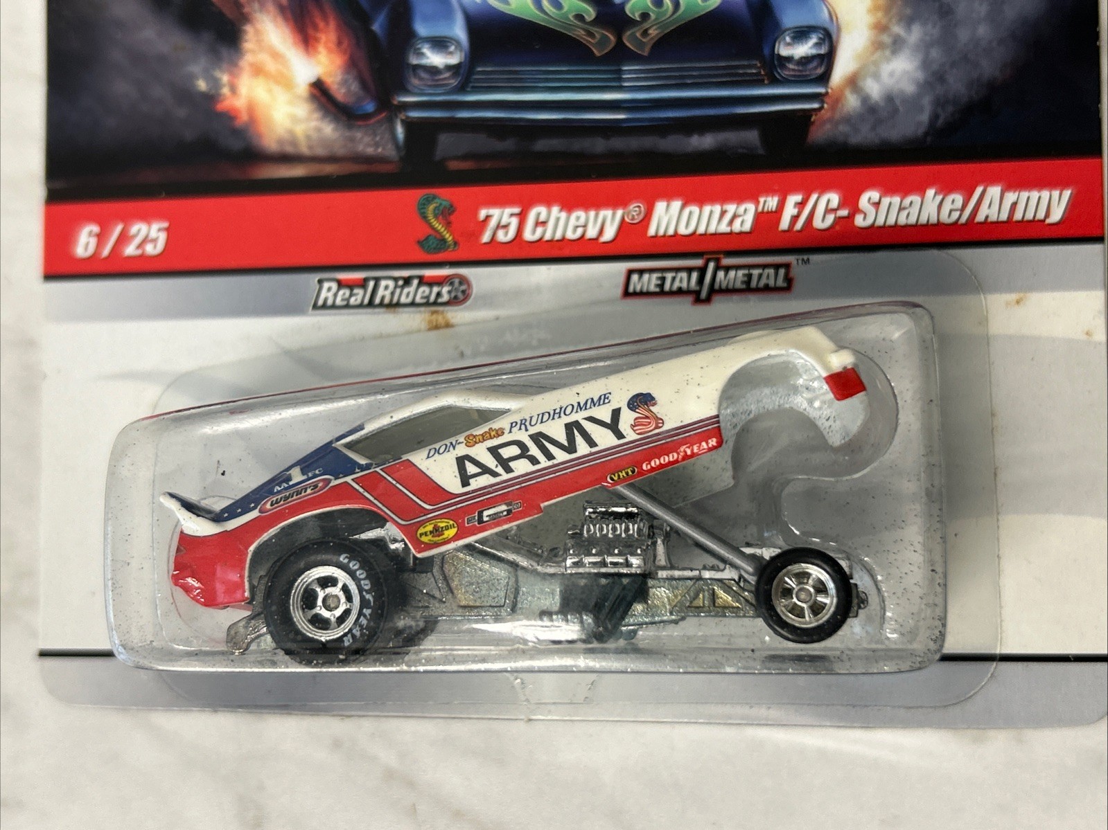 HOT WHEELS DRAG STRIP DEMONS DON Snake PRUDHOMME’S ARMY SNAKE 75 Monza F/C