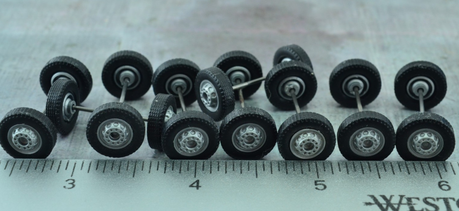 Herpa 10X Grey SINGLE Wheel Set Tractor Unit Trucks Trailers 1/87 Scale (HO5073)