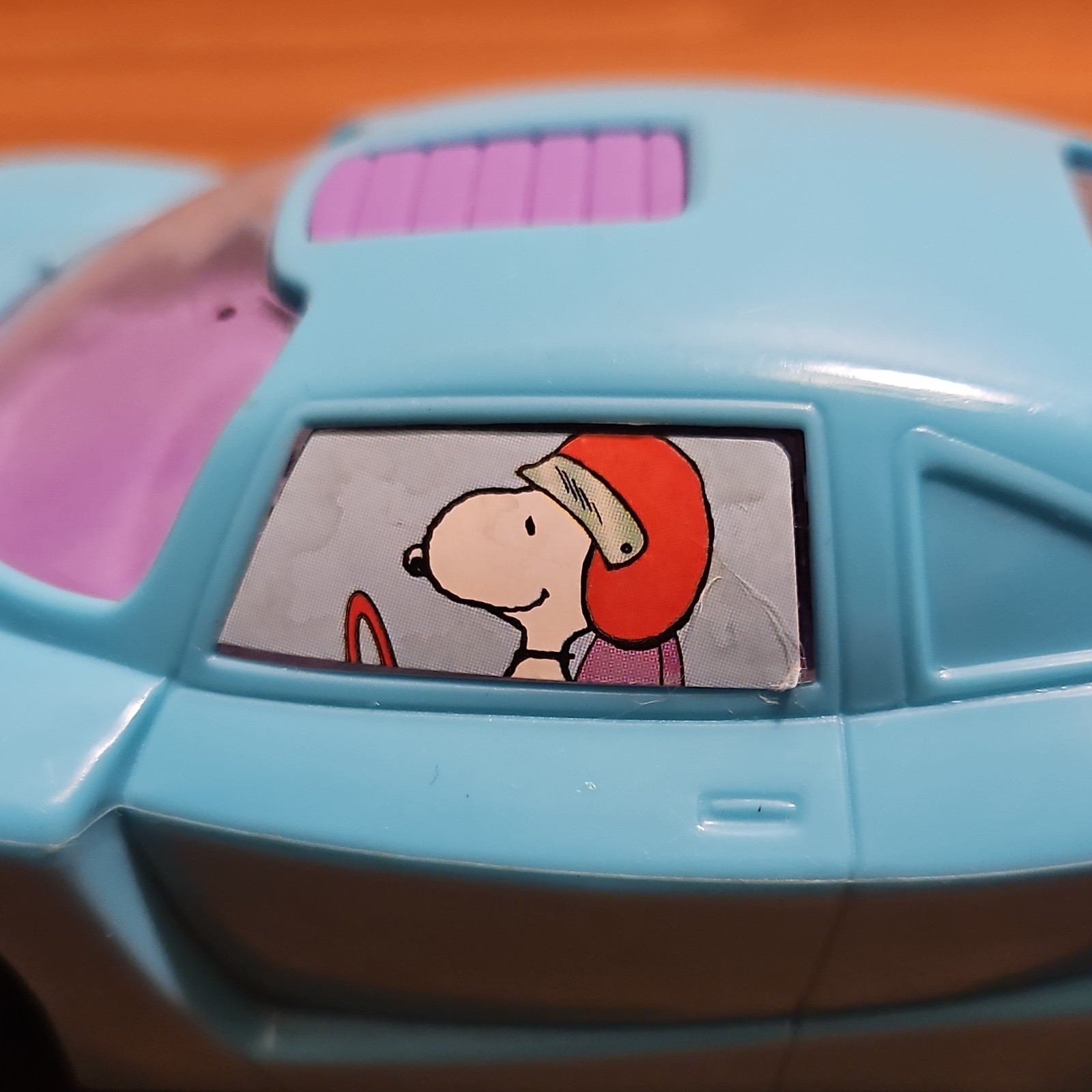 Snoopy Blue & Purple Plastic Toy Race Car Peanuts Collectible by Galerie