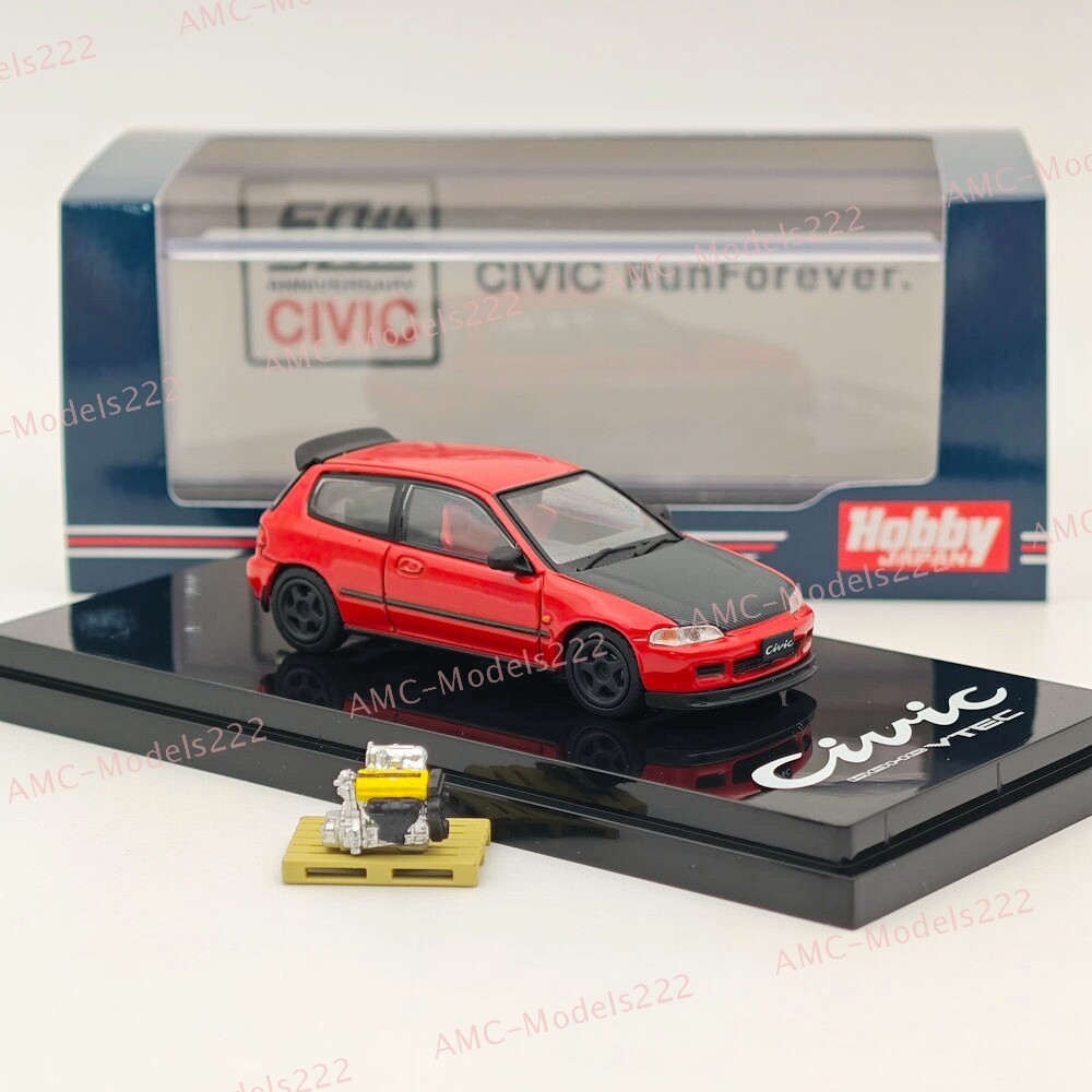 Hobby Japan 1:64 EG6 Diecast Car Models Miniature Collection with Engine Display