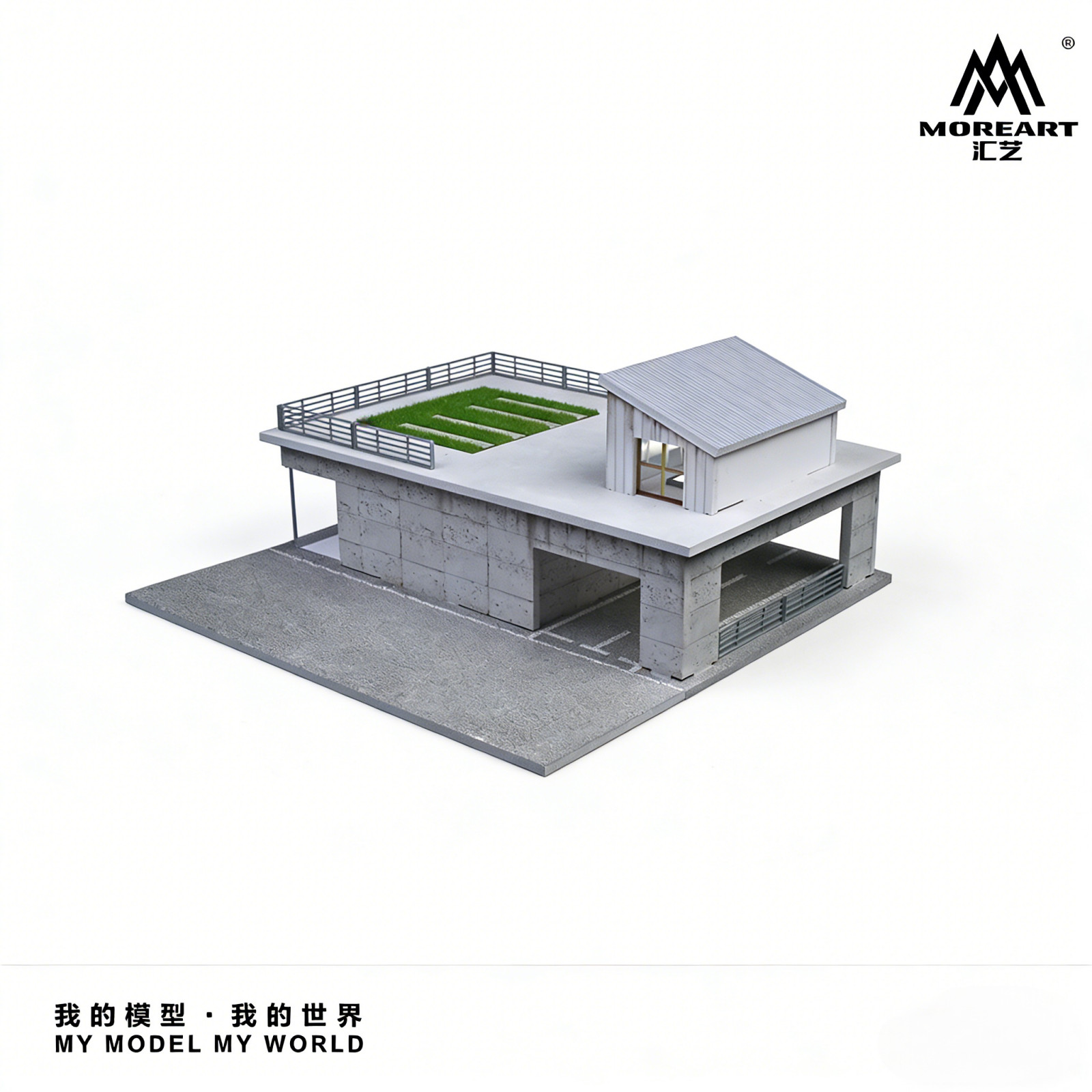 US 1/64 Diorama Garage Model LED Lighting Model Car Display Parking Lot Scene