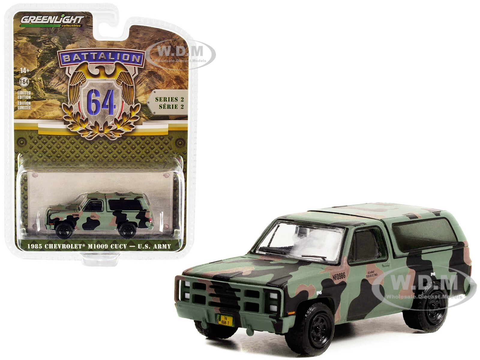 1985 CHEVROLET M1009 CUCV CAMOUFLAGE “US ARMY” 1/64 DIECAST GREENLIGHT 61020 E