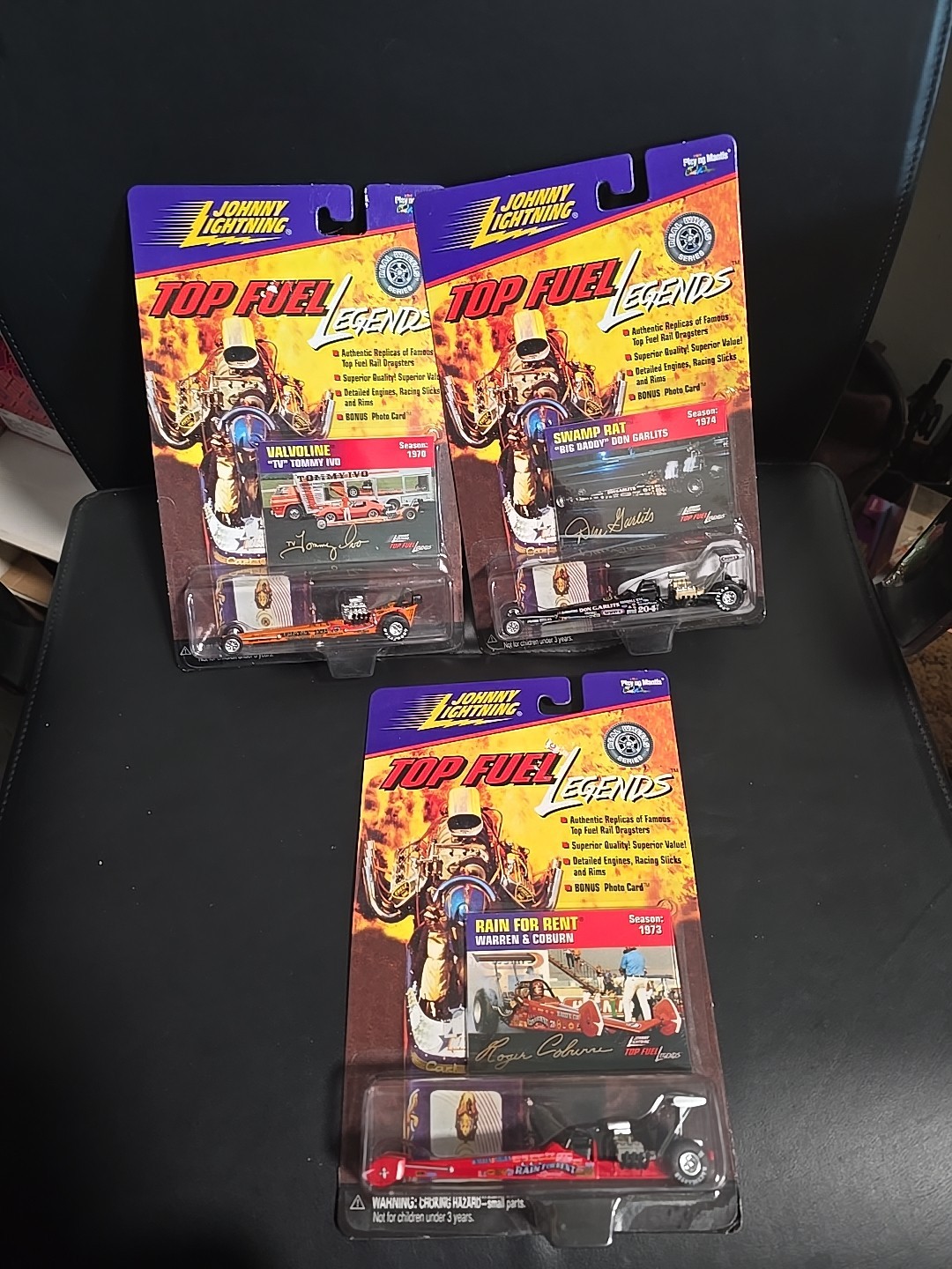 🔥🔥🔥🔥🔥JOHNNY LIGHTNING TOP FUEL LEGENDS VALVOLINE “TV” Lot Of 3 Rare