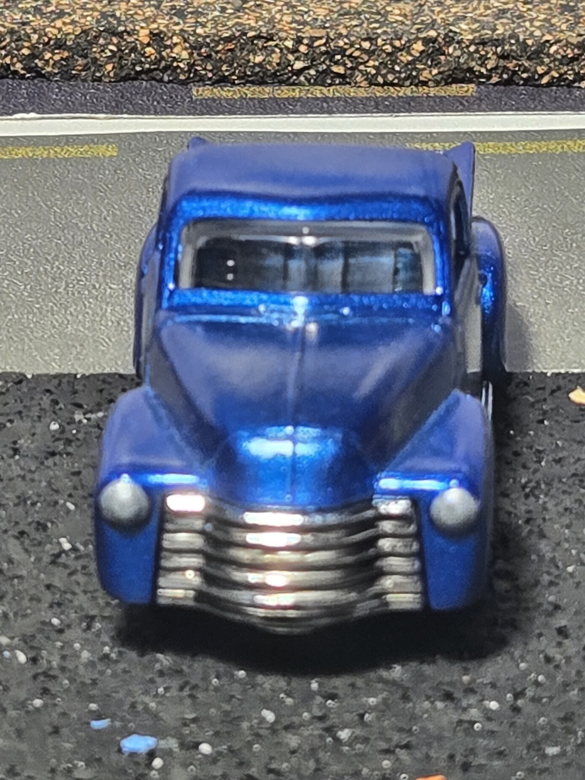 Hot Wheels 52 Chevy pickup, custom, drilled, painted, wheel swap, real riders