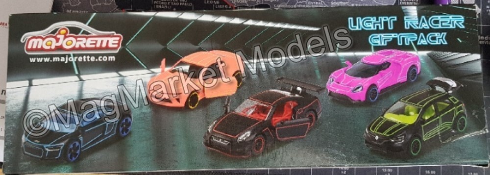 Majorette Light Racer 5-Car Set · Neon Colours · Brand New · Free UK P&P