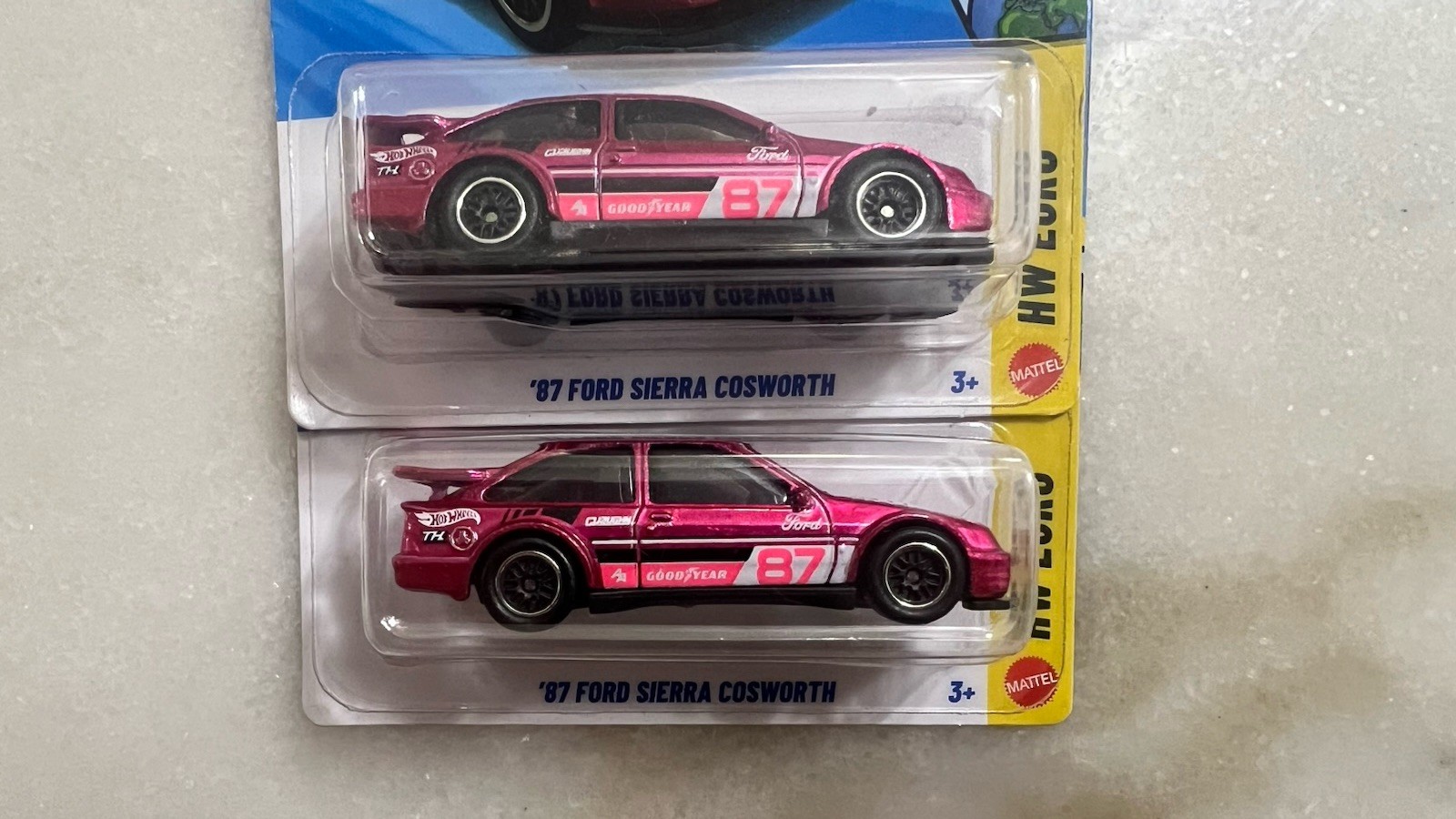 Hot Wheels HW Euro ’87 Ford Sierra Cosworth Pink. Chase lot of 2