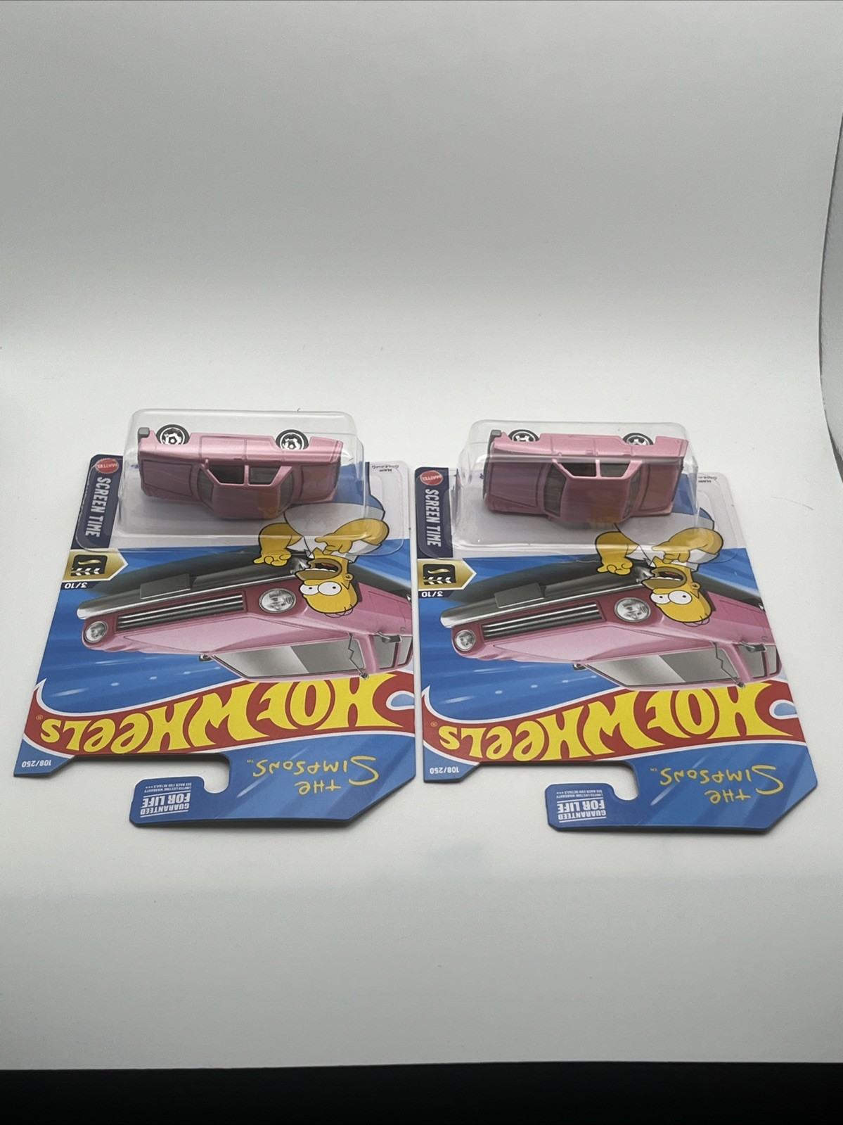Hot Wheels The Simpsons Family Car Pink Sedan Homer Screen Time Lot Of 2