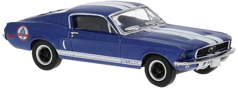 BREKINA 1968 FORD MUSTANG FASTBACK SHELBY BLUE / WHITE HO 1/87 PLASTIC