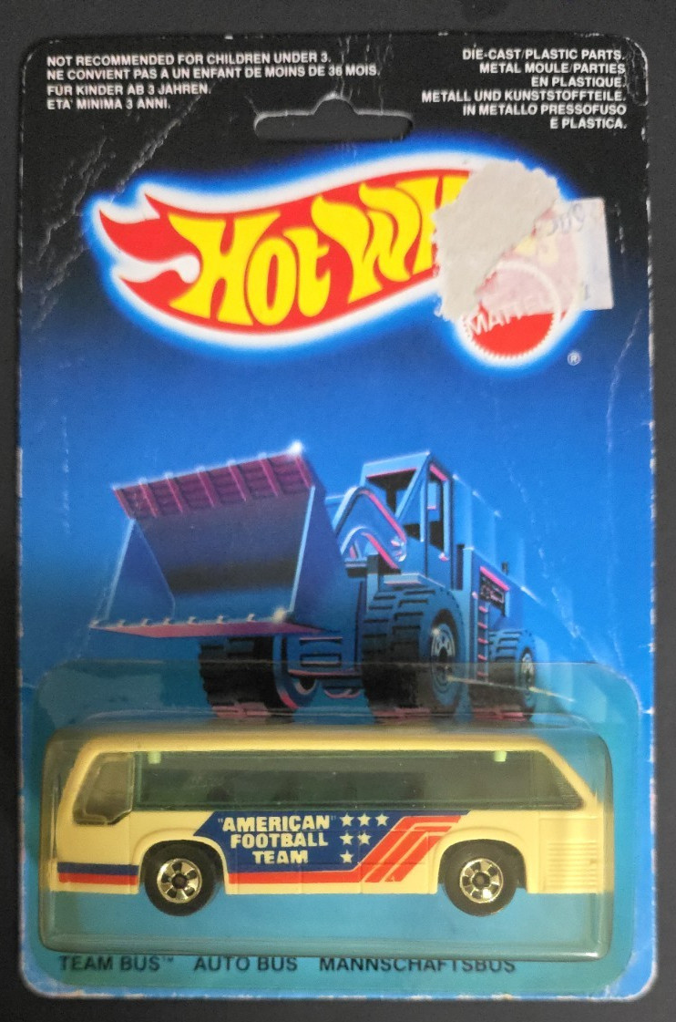 Hot Wheels “American Football Team” Team Bus / Auto Bus International Card 1986