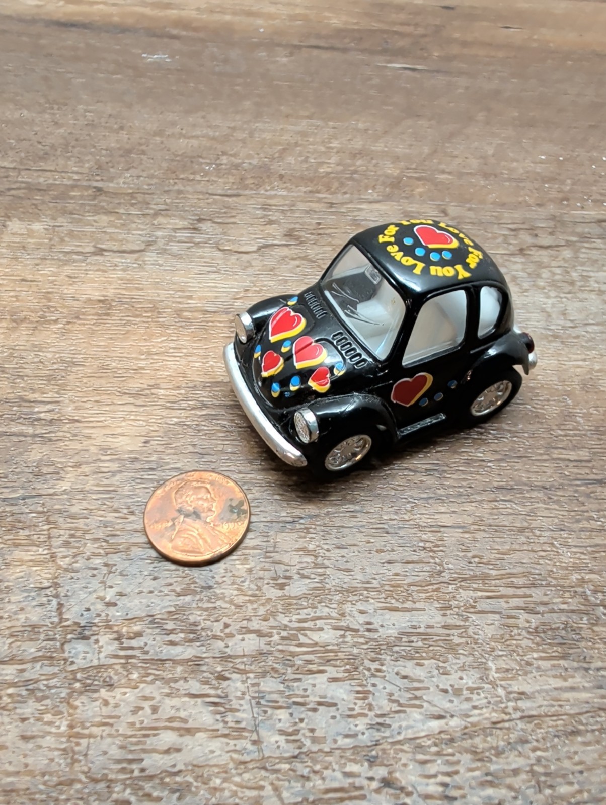 KinToy Love For You Heart Design Volkswagen VW Beetle Pullback 2.25″ Toy Car