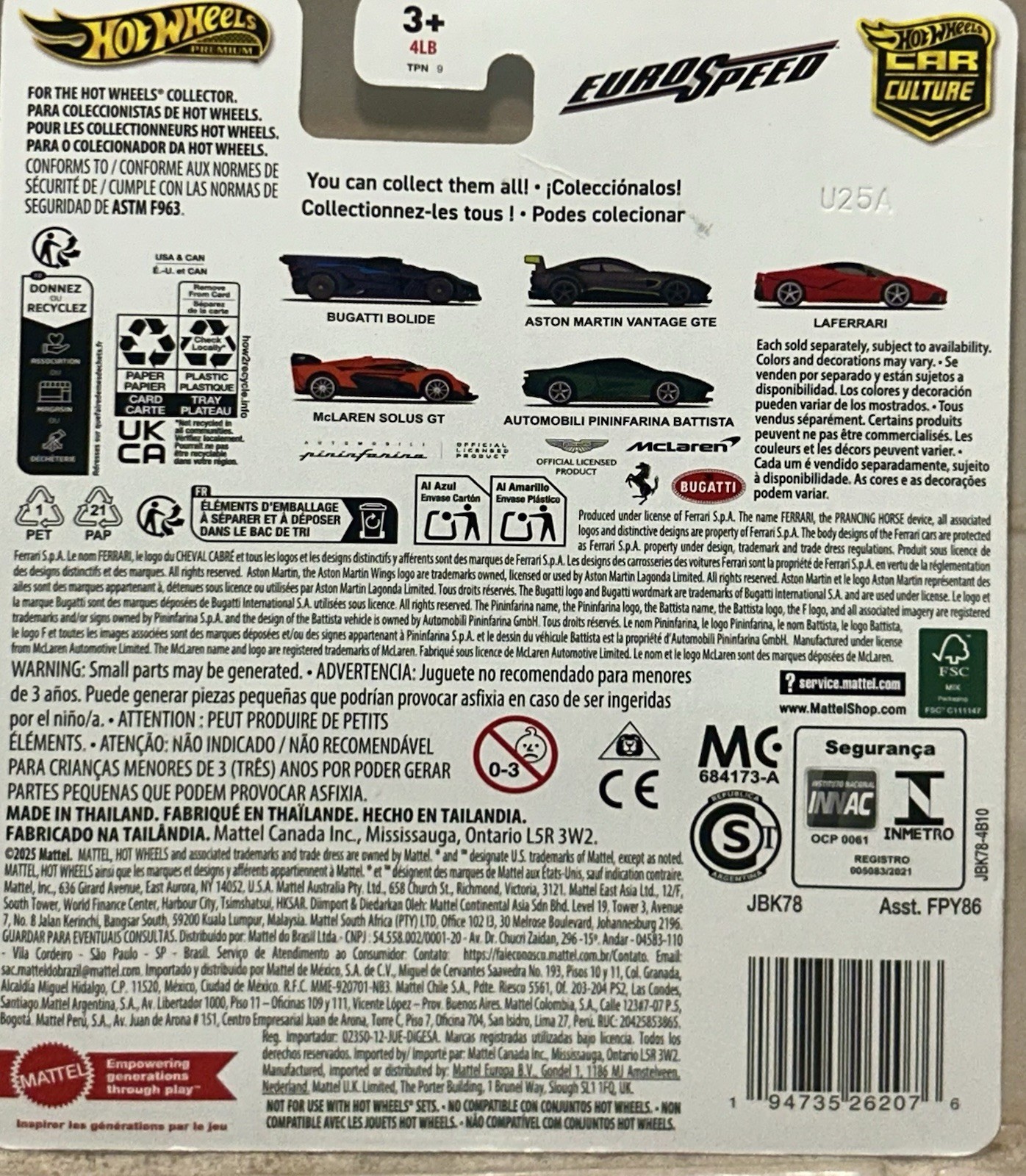 Hot Wheels Premium Car Culture Euro Speed Mclaren Solus GT Real Riders Diecast