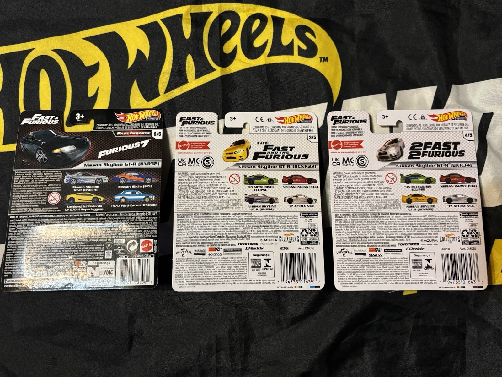 Hot Wheels Premium Fast & Furious 3 Car Bundle Nissan Skyline R32/R33/R34