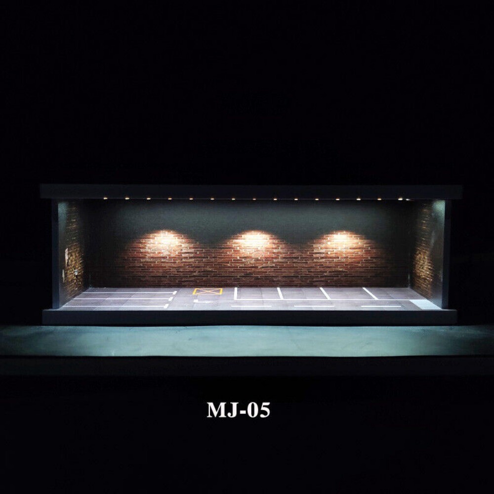 Diorama 1/64 Die-Cast Car Garage Model LED Street Parking Lots Display Scene US
