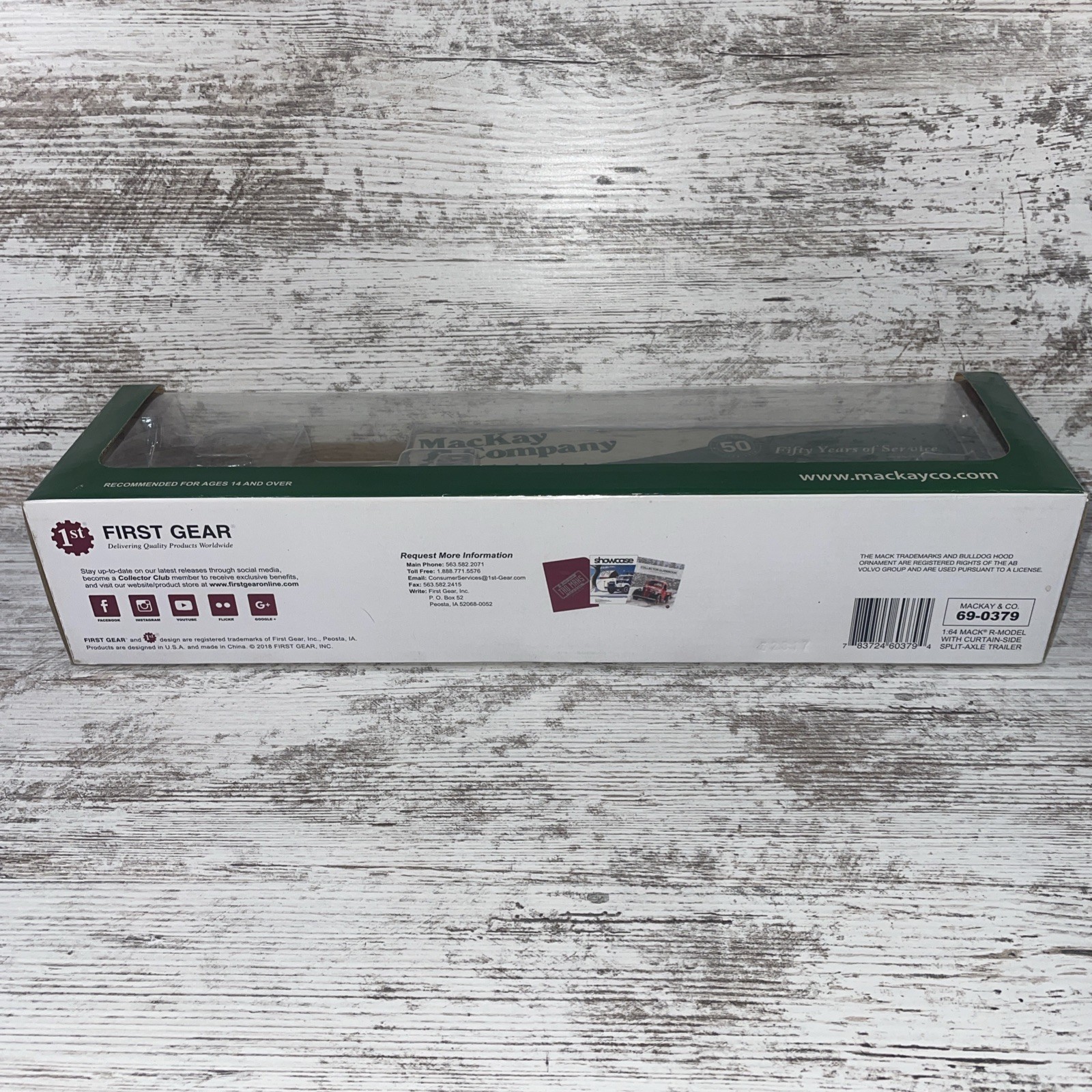 MACKAY & CO MACK R-MODEL W SIDE CURTAIN TRAILER DCP FIRST GEAR 1:64 NIB 69-0379
