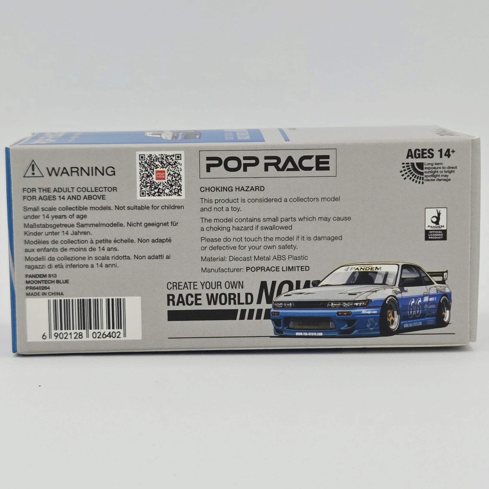 Pop Race Pandem Nissan Silvia S13 – 1:64, Moontech Blue (2026)