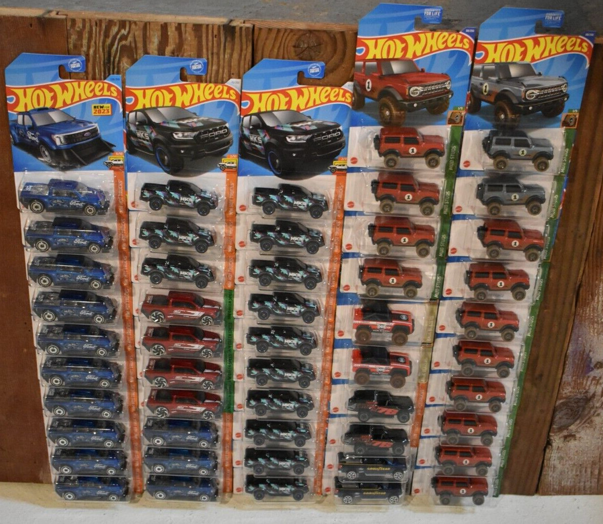 LOT OF 50 HOTWHEELS FORD TRUCKS F150 LIGHTNING CUSTOM BRONCO HKS RANGER 21 R 19