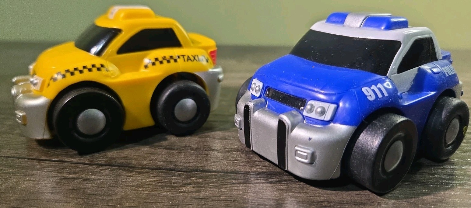 Kid Galaxy Pullback Cars. Police & Taxi Cars. Vintage