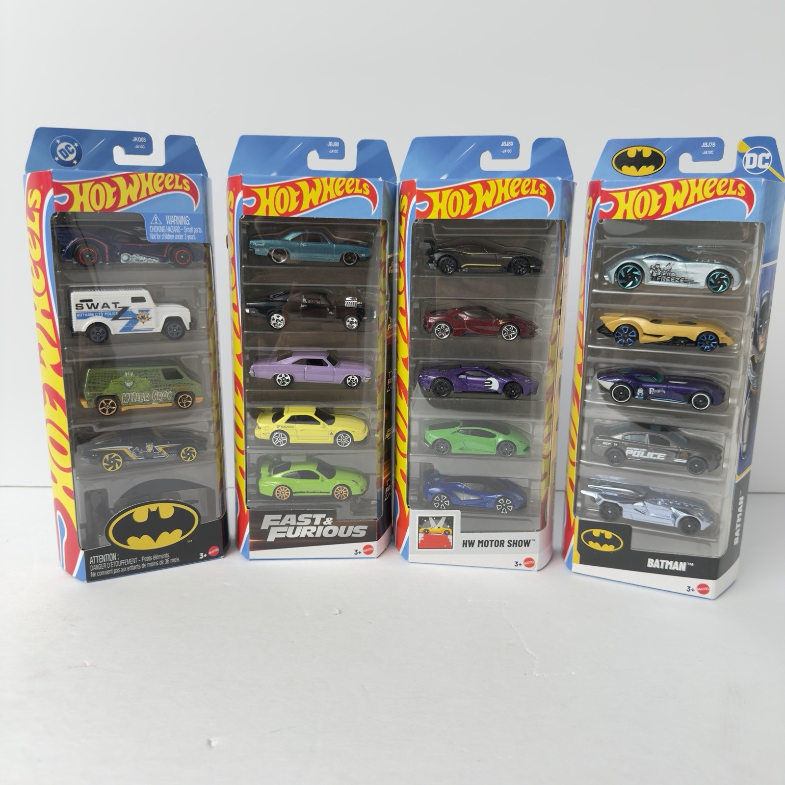 Hot Wheel 5 Pack lot Of 4, Batman, HW Motor Show, Fast & Furious