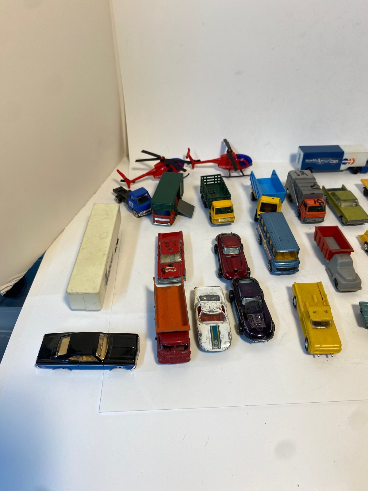 Lot of 185 Matchbox cars, trucks, and other equipment HO scale