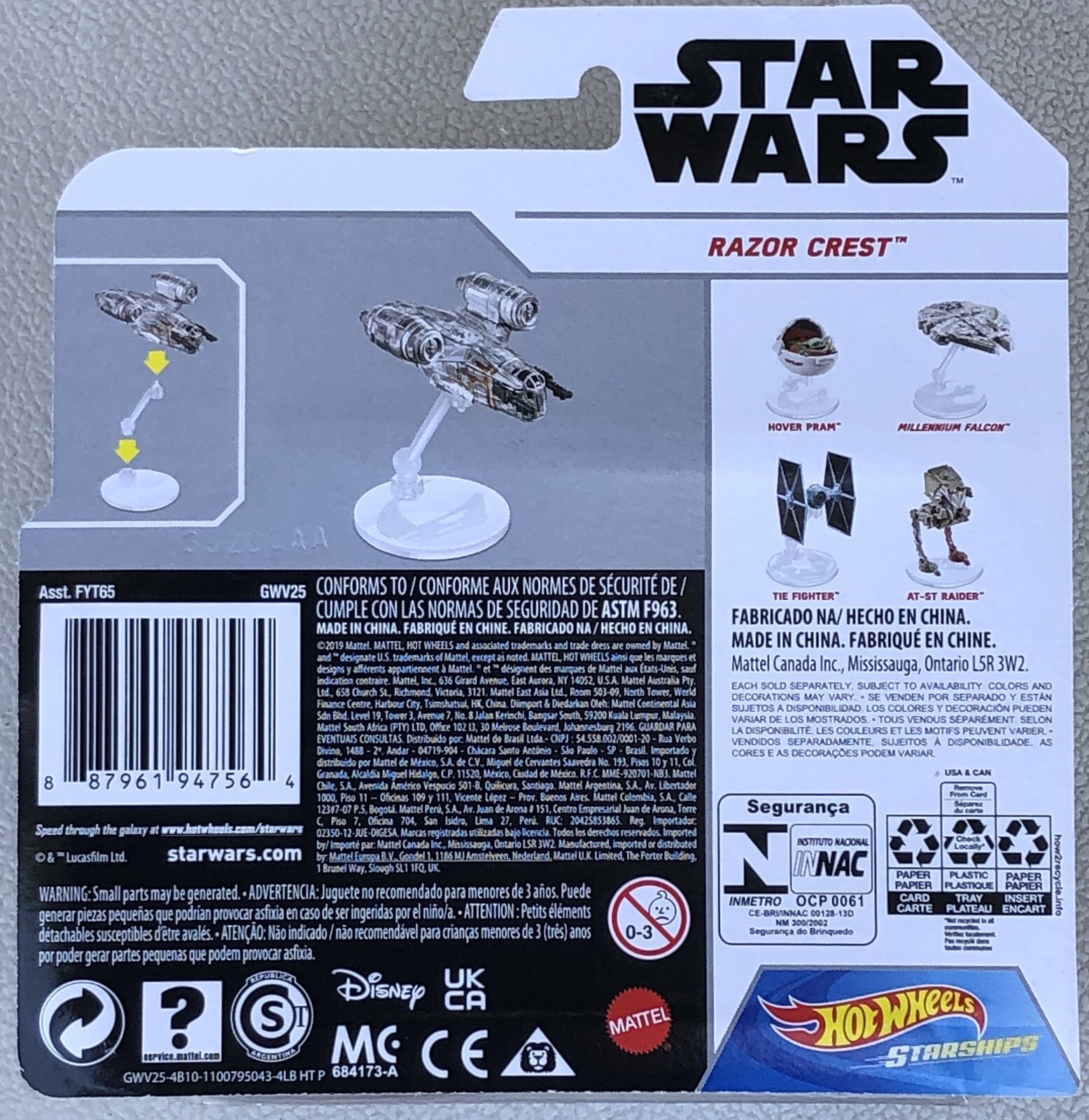 Hot Wheels Star Wars Starships Razor Crest & The Child Hover Pram Diecast Set