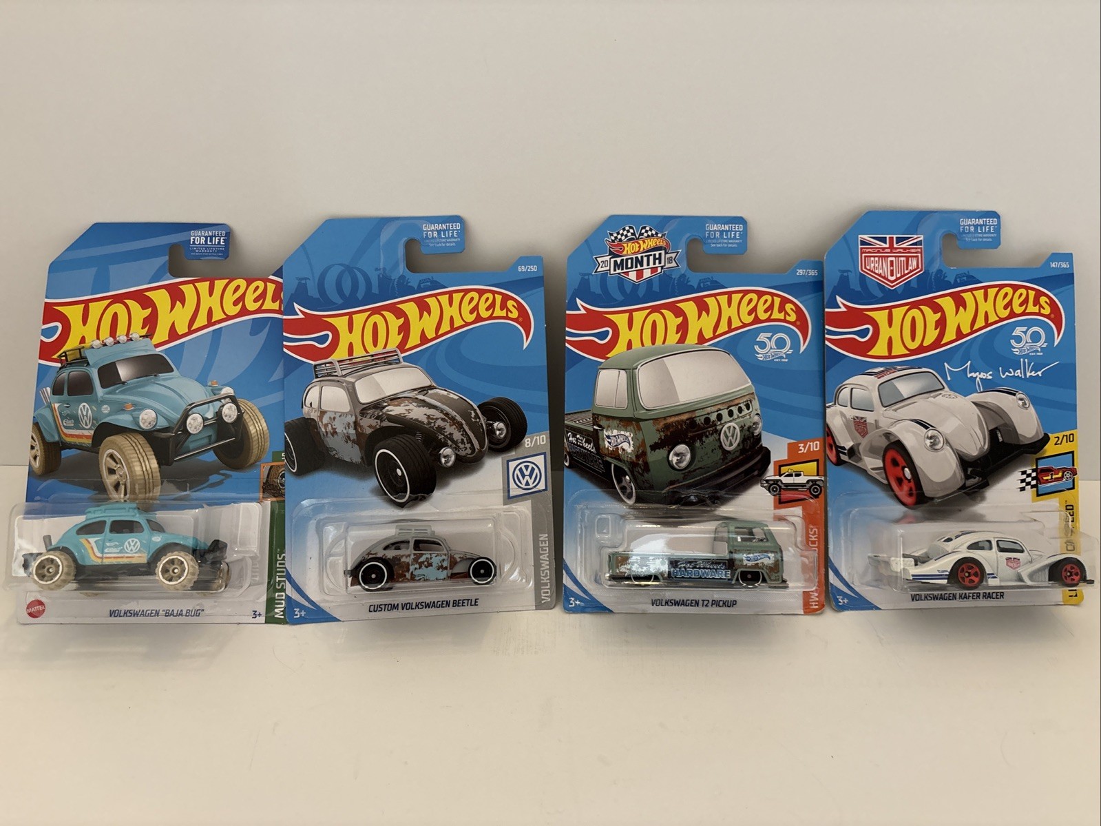 Hot Wheels Lot Of 4 Volkswagen-VW Bettle,Type 2 Pickup, Baja Bug, Later Racer