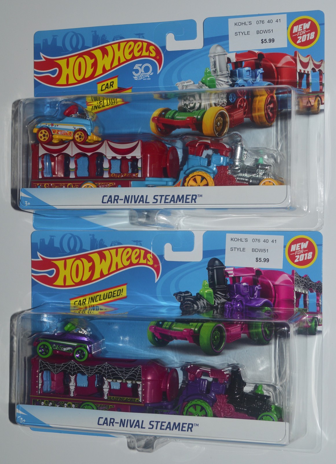 Hot Wheels CAR-NIVAL STEAMERS w PEDAL CARS Circus & Halloween Steampunk HTF