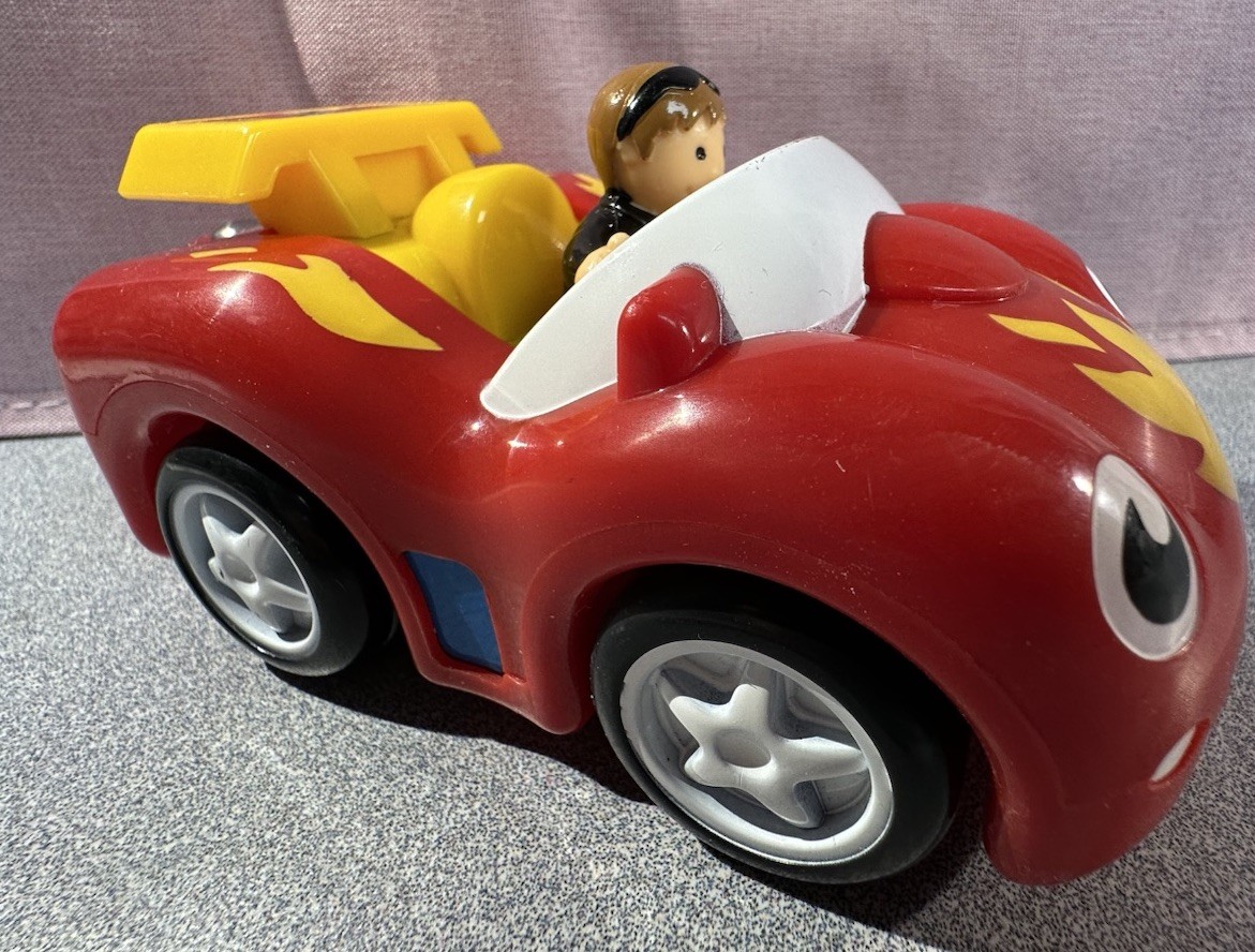 Wow Toys Fireball Frankie Push & Go Motor Car W/ Figure Racing Sound & Movement