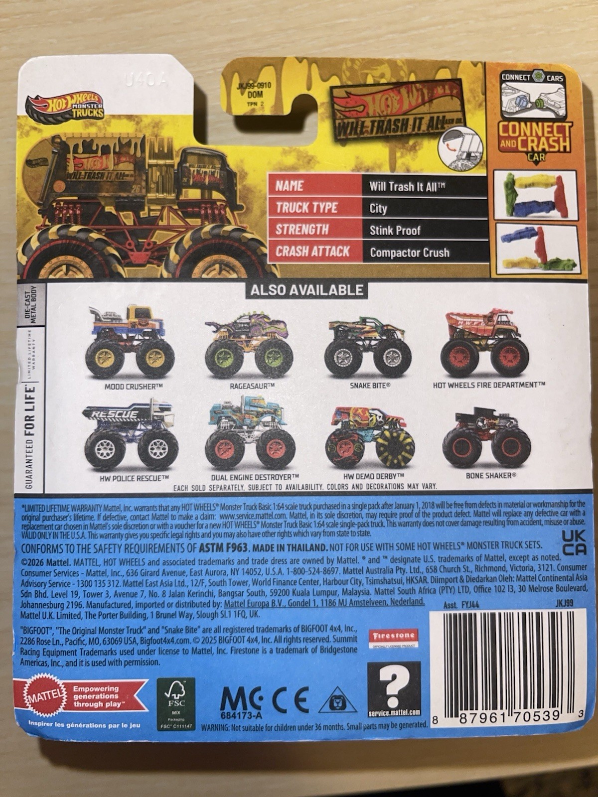 HOT WHEELS MONSTER TRUCK CHASE REDLINE LOT NIGHT SHIFTER MILK MONSTER WILL TRASH