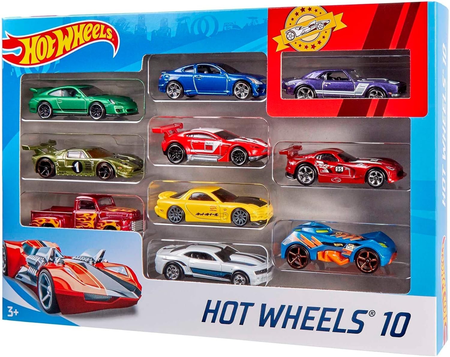 Hot Wheels 10-Pack Metal Toy Cars 1:64 Scale Collectible Playset for Kids