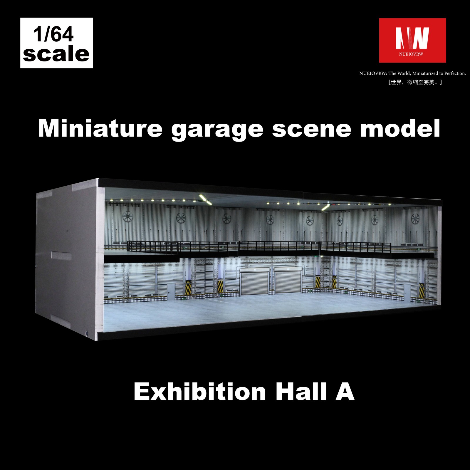 Diorama 1/64 Big Garage Model LED Lighting Parking Lot Scene Display Case Toy US