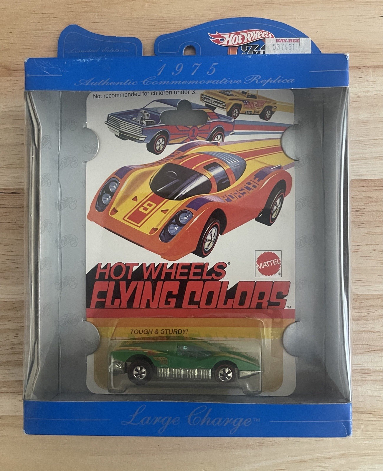 1997 Hot Wheels 30th Anniversary Large Charge 1975 Flying Colors Kay Bee Tag