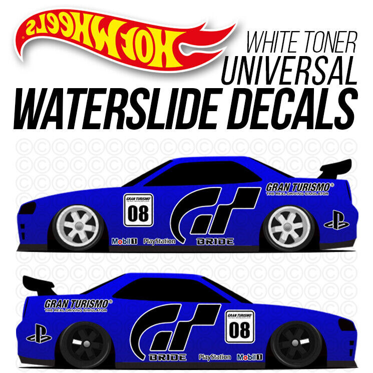 1/64 Scale GRAN TURISMO Custom White Toner Universal WaterSlide Decal Hot Wheel