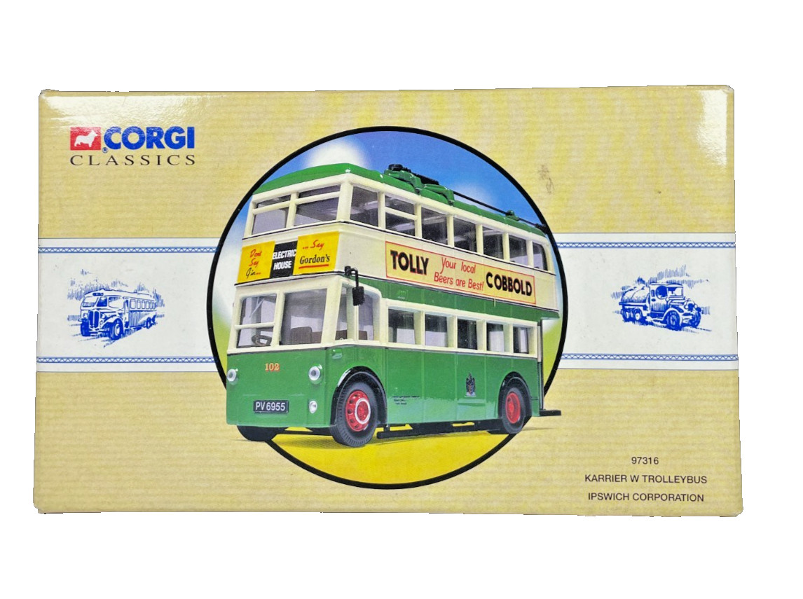 Corgi Classics 1/50 Scale 97316 Karrier W Trolleybus Ipswich Corporation Bus Box