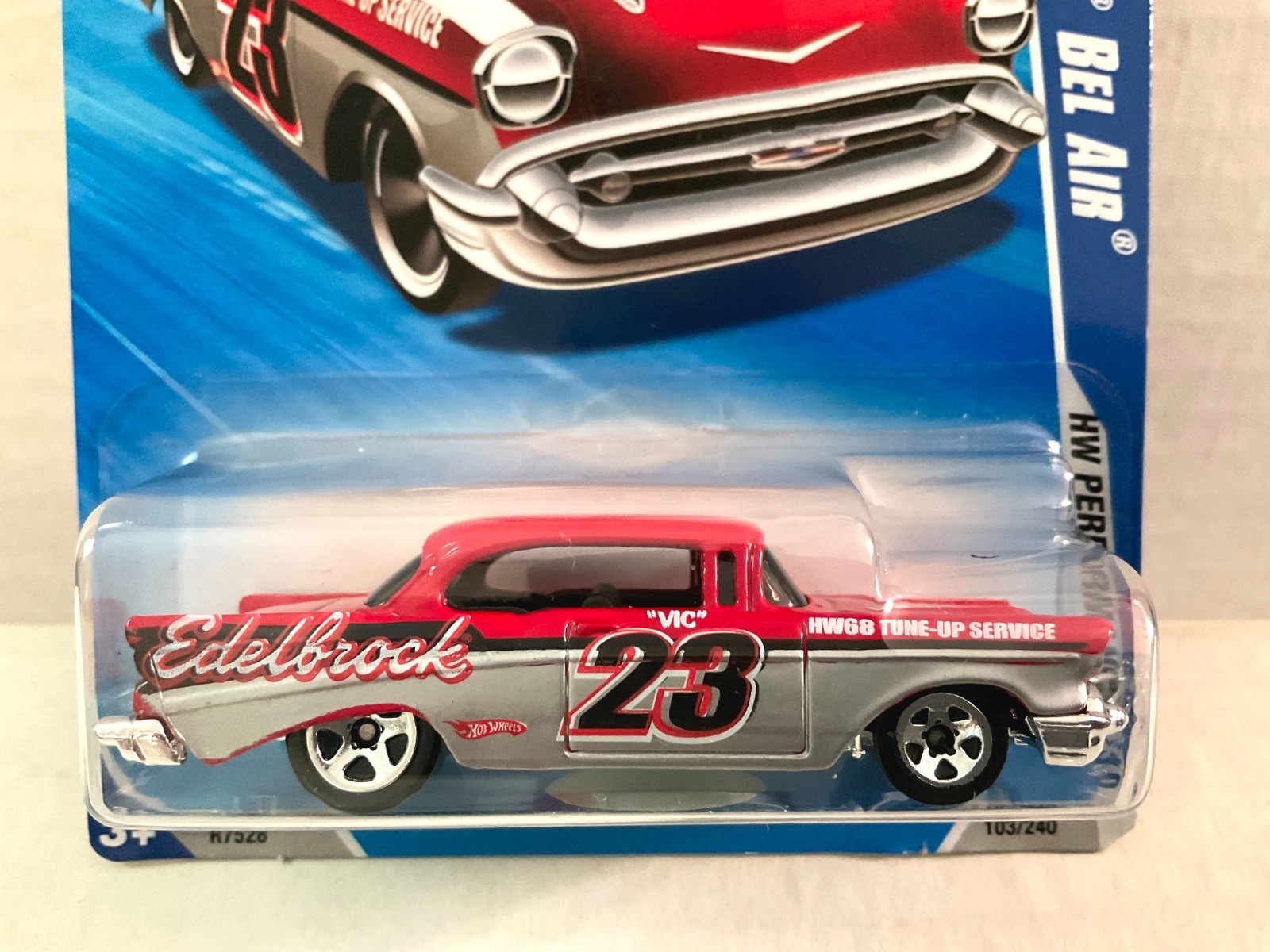 2010 Hot Wheels KMART EXCLUSIVE Color! 57 CHEVY BEL AIR Red & Silver – Edelbrock